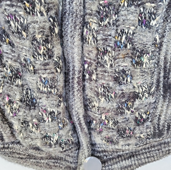 Vintage 80's Gallery Gray Fleck Sweater Coat M/L - Picture 4 of 10